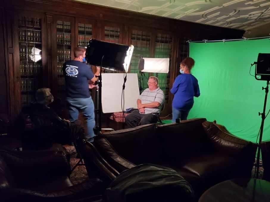 On set, outdoor filming